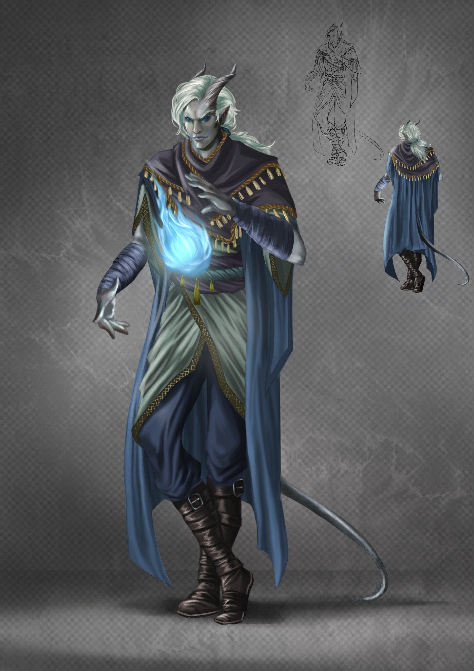 Artstation Tiefling Sorcerer Theresa Konigseder Haller,Drawing Master Sword