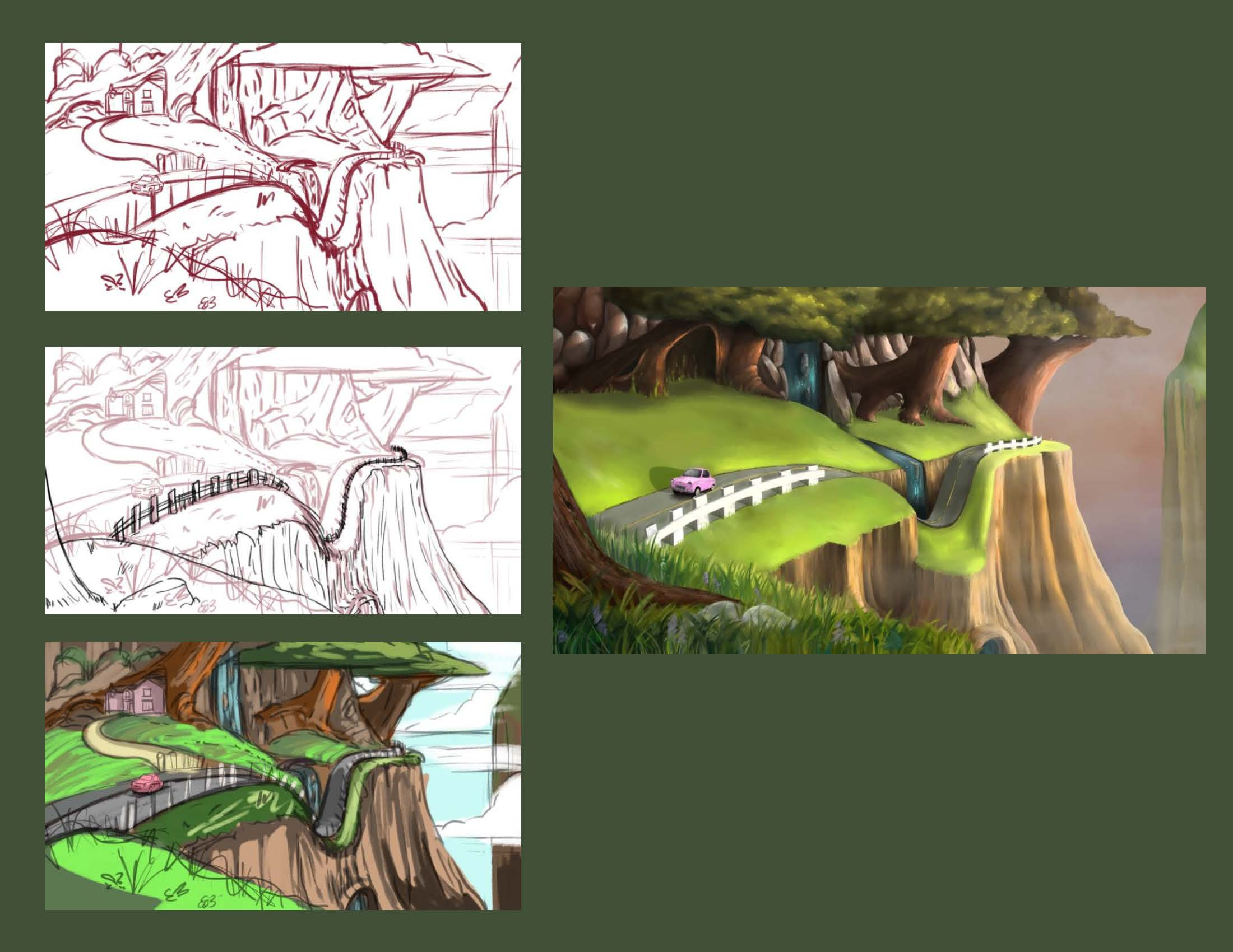 Process for the cliff scene 