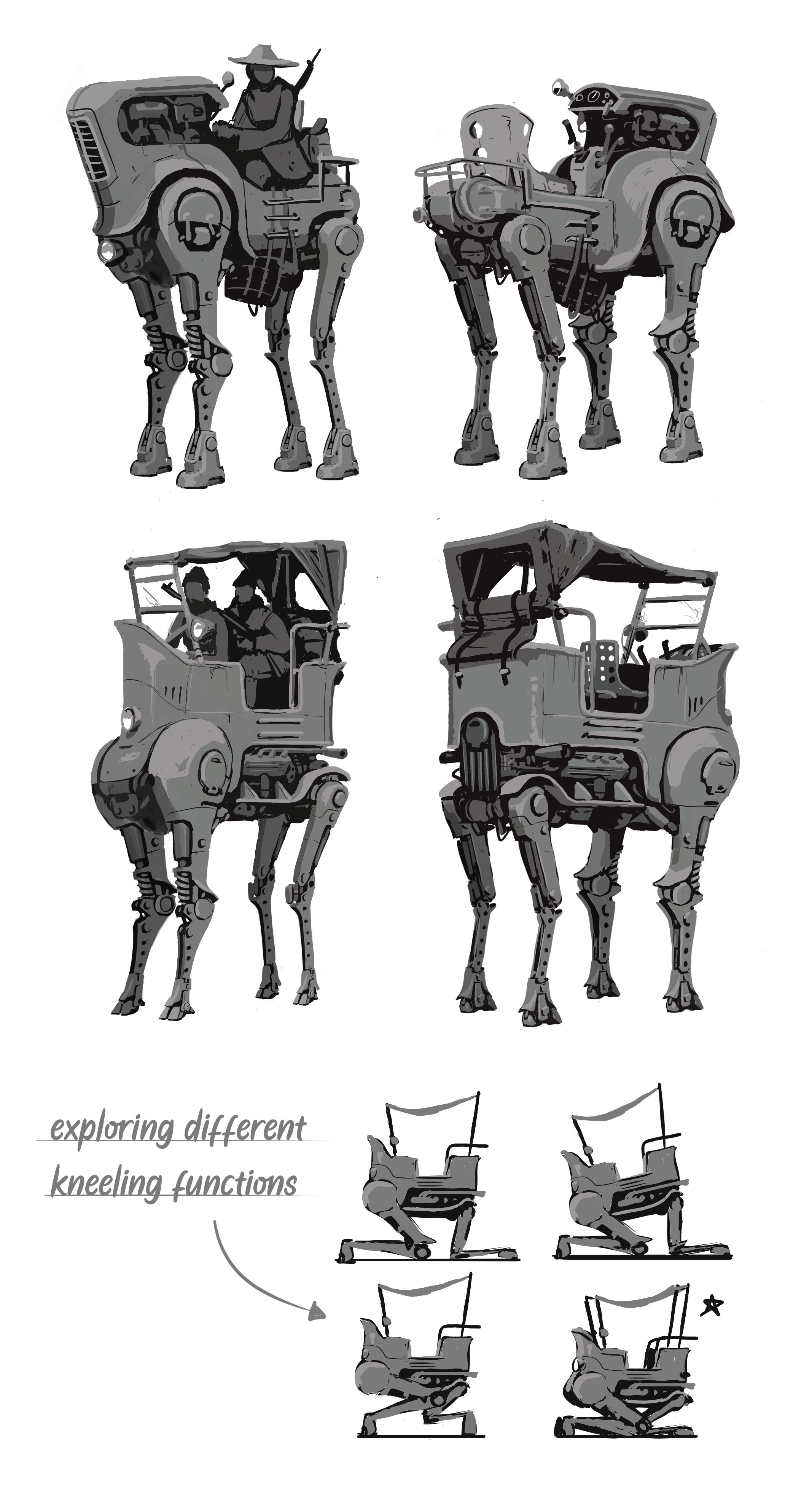 Refining my favorite two designs--one inspired by old tractors and the other by early automobiles.