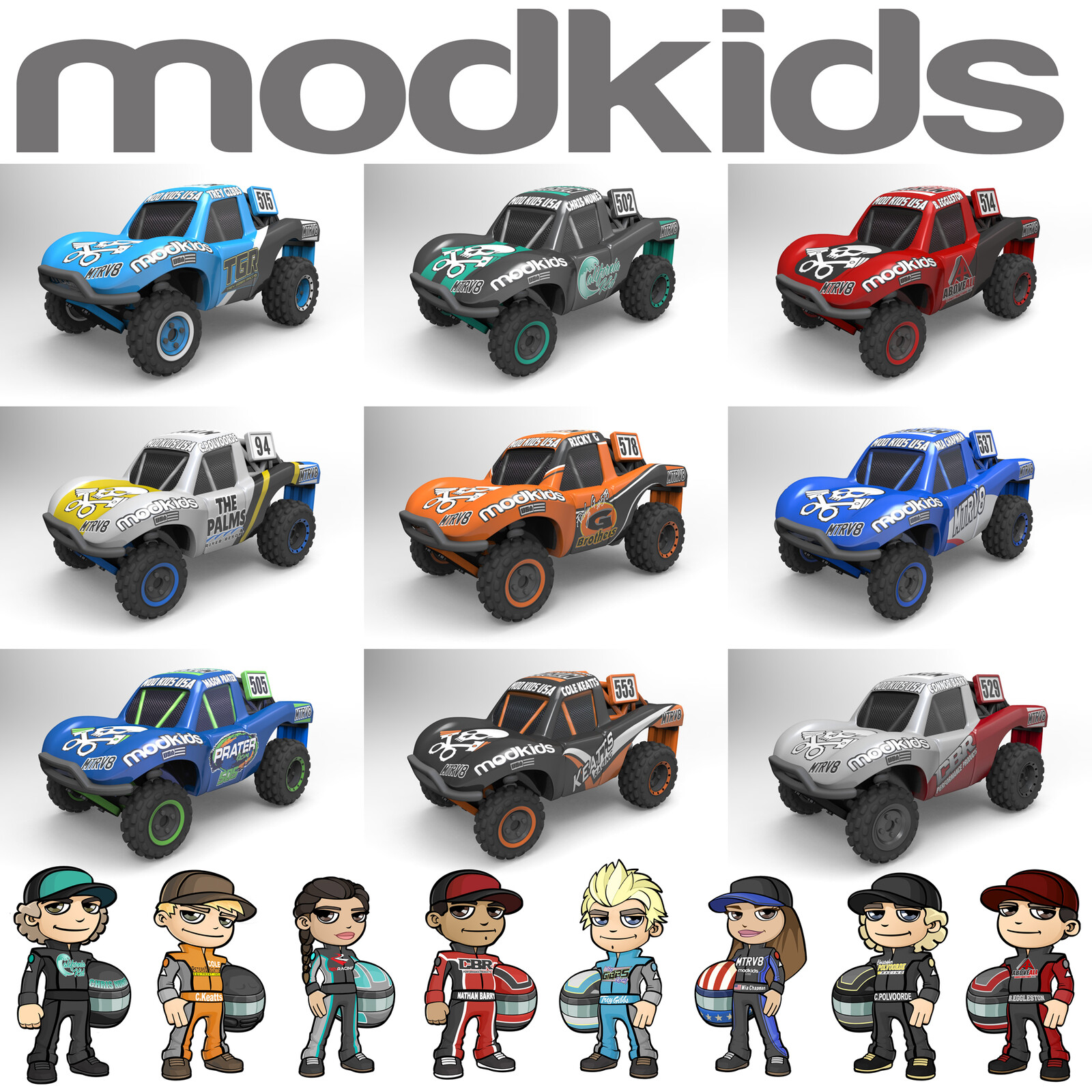 Designs for RC cars (with 2D Modkid Artwork)