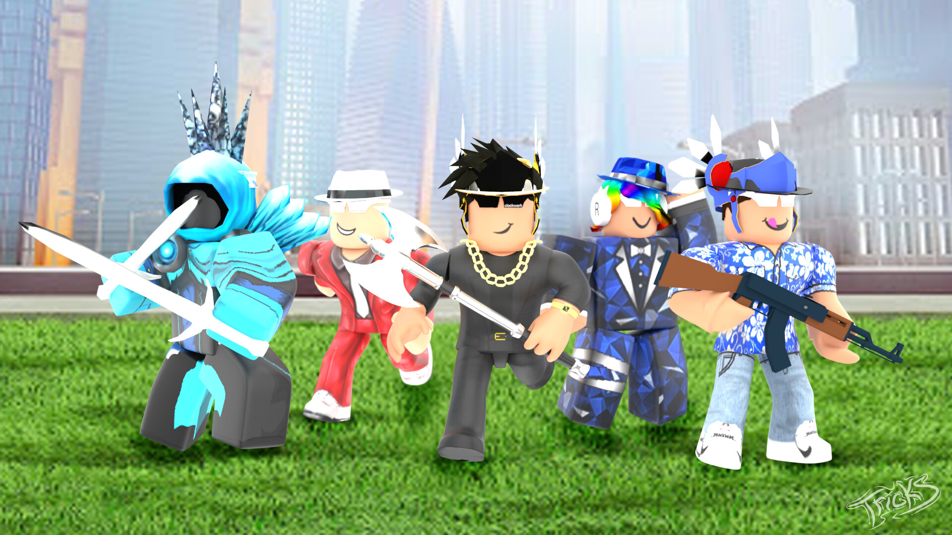 Artstation Roblox Thumbnails Featuring Some Famous Robloxians Tricks Gfx - famous robloxians