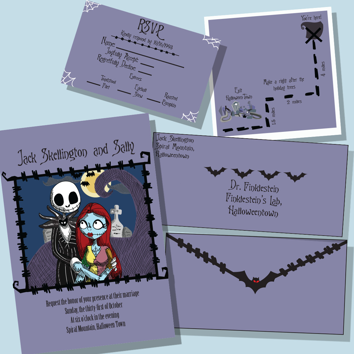 Lauren Valinotti Jack and Sally wedding invitations