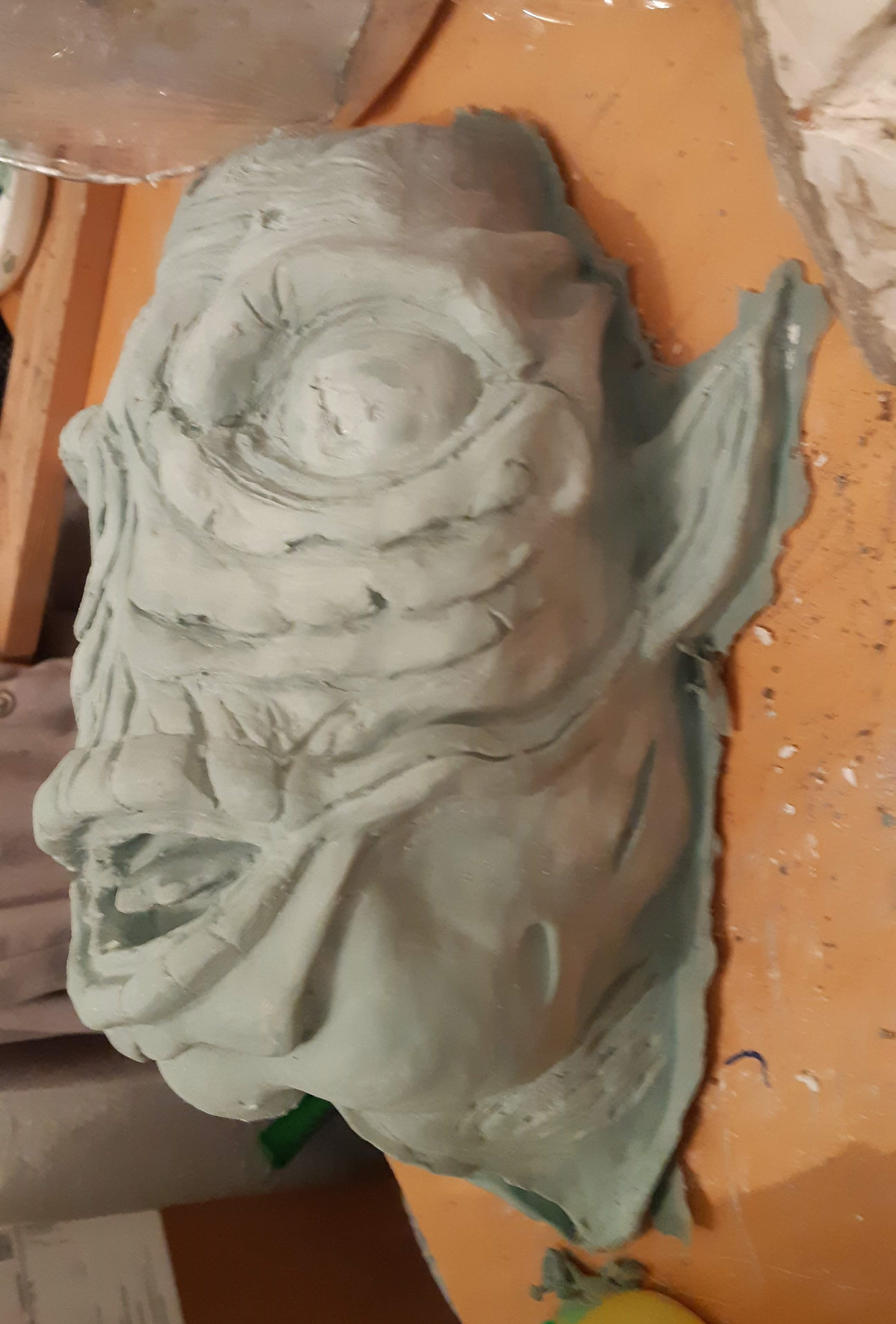 Dyed latex mask after casting