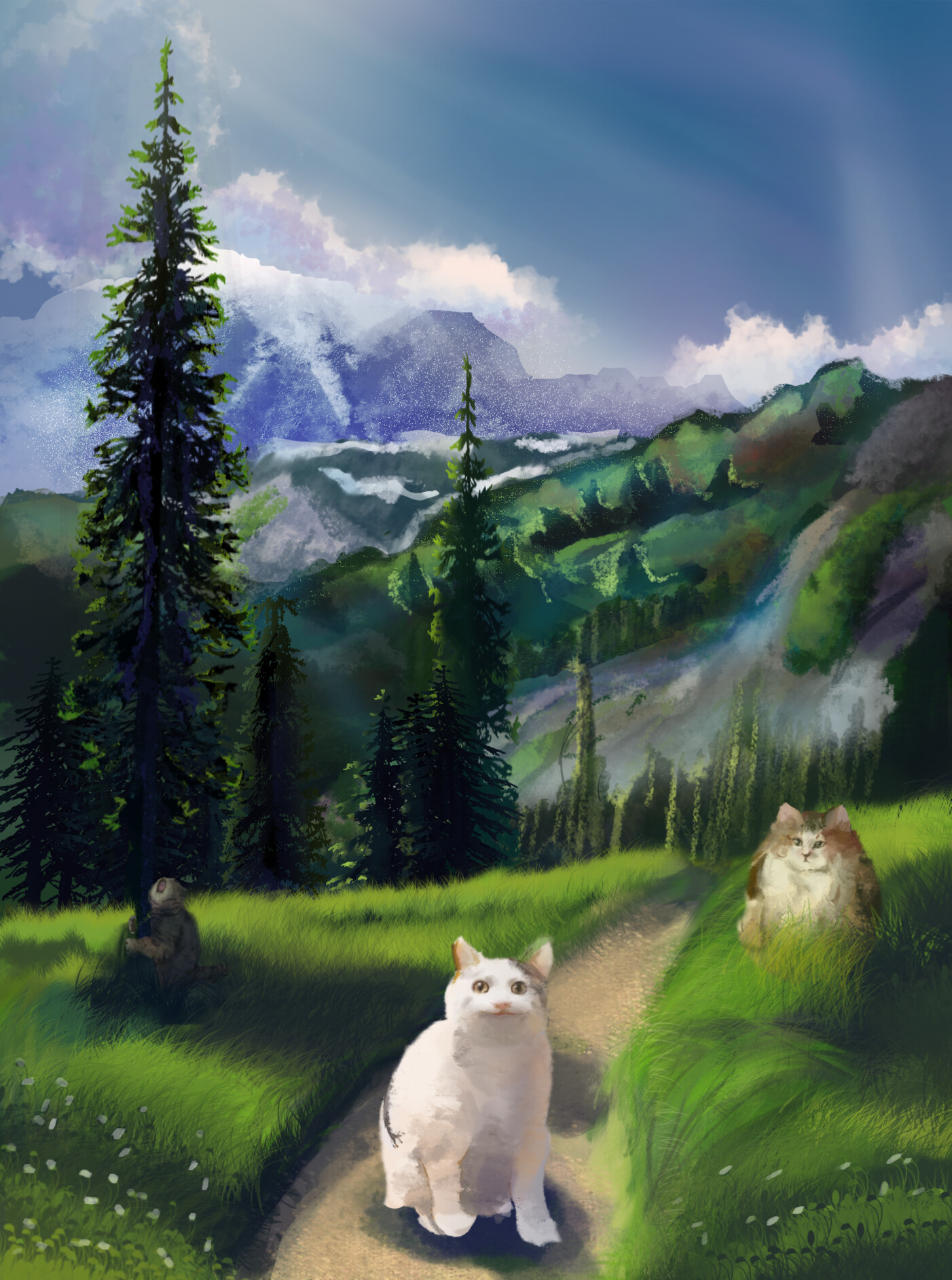 ArtStation - meme cats in the mountains