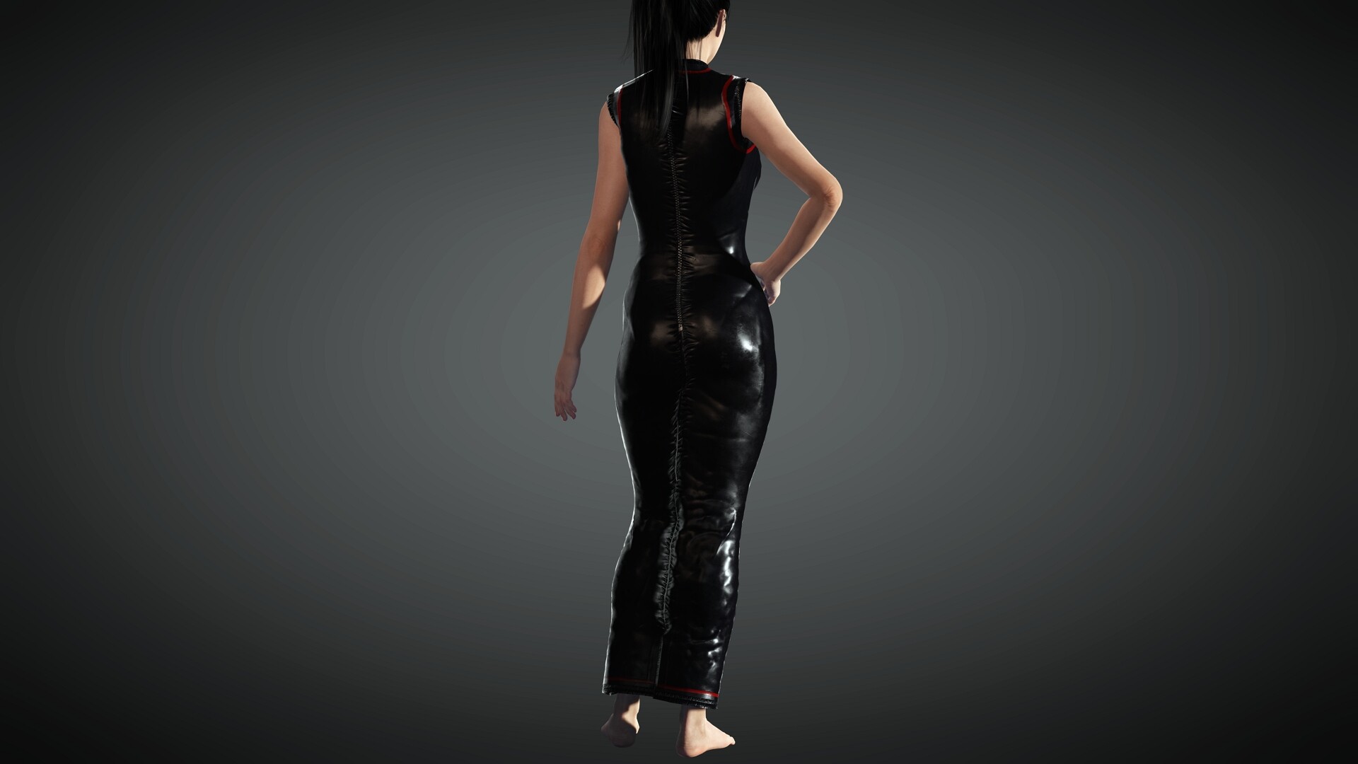 ArtStation - Tube Dress Latex Long Black for Character Creator