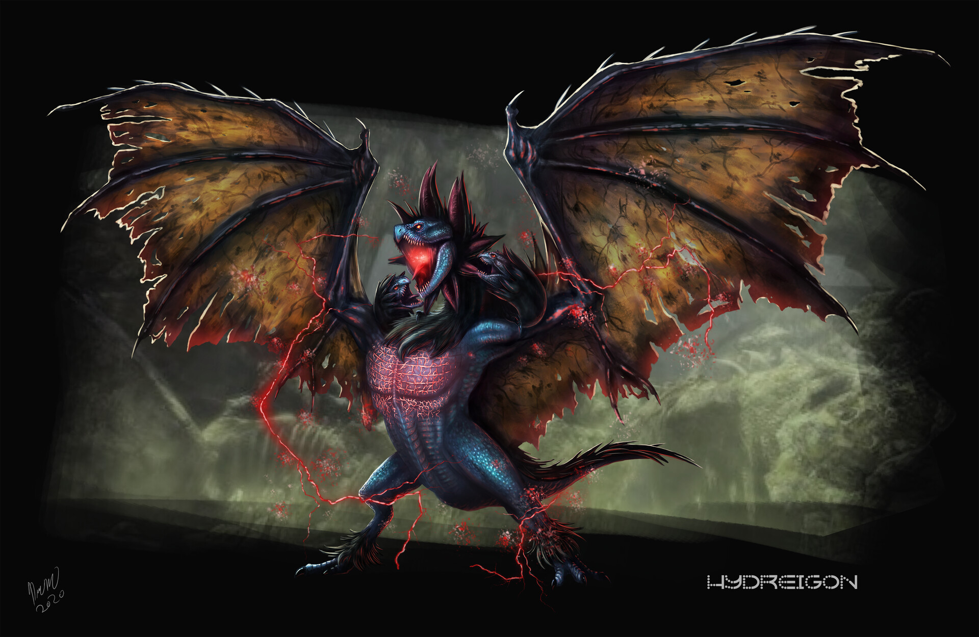 ArtStation - Hydreigon Pokemon x Monster Hunter Concept