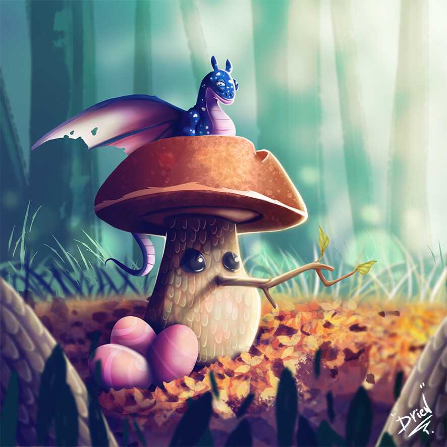 ArtStation Mushroom with dragon