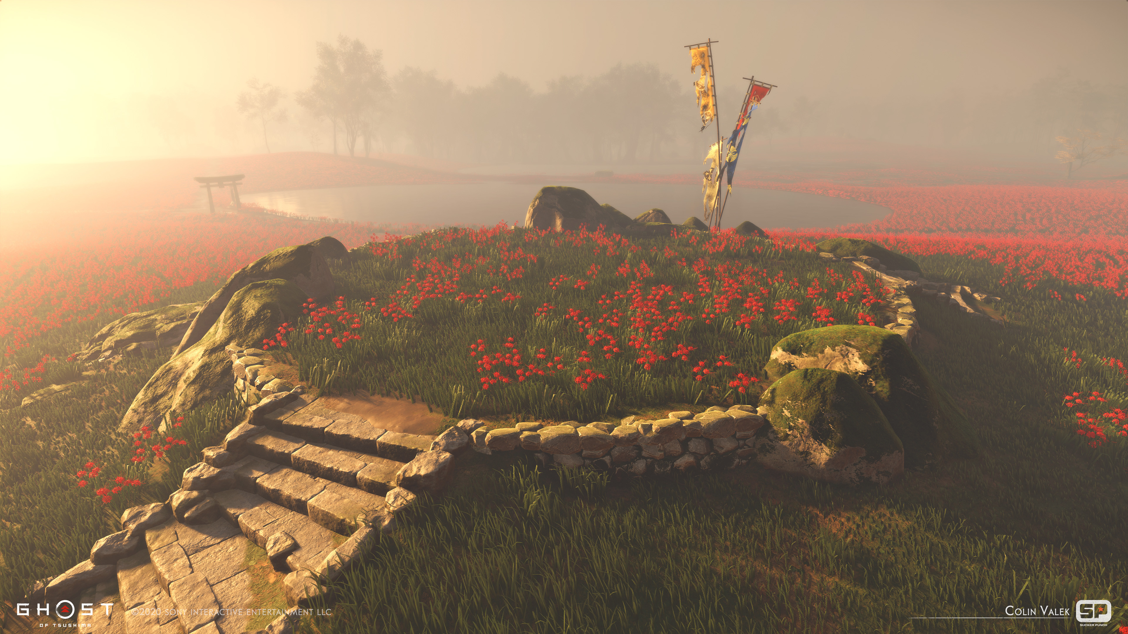 A duel location in a field of red spider lilies.