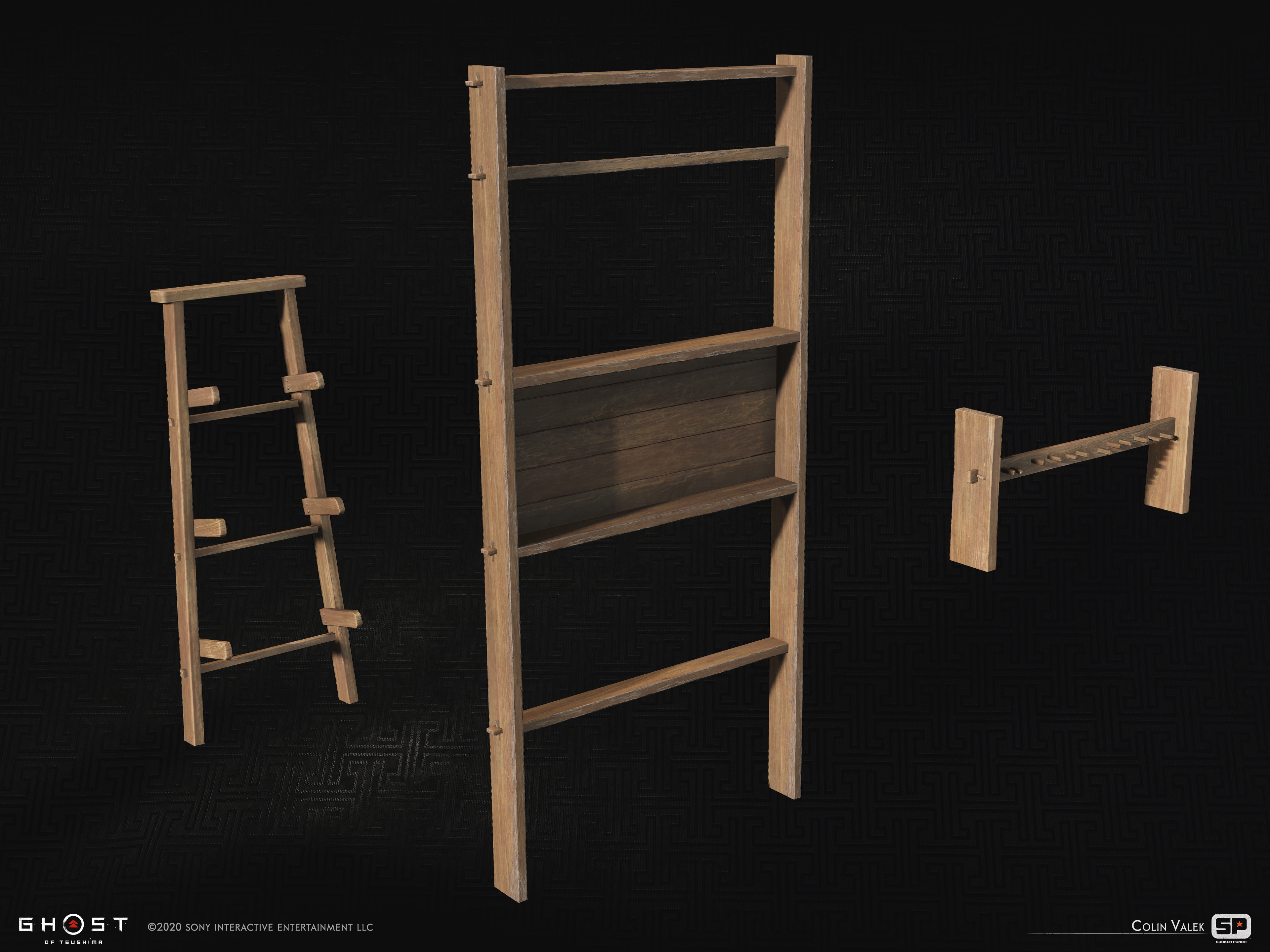 Some shelves and furniture to hang various household items on.