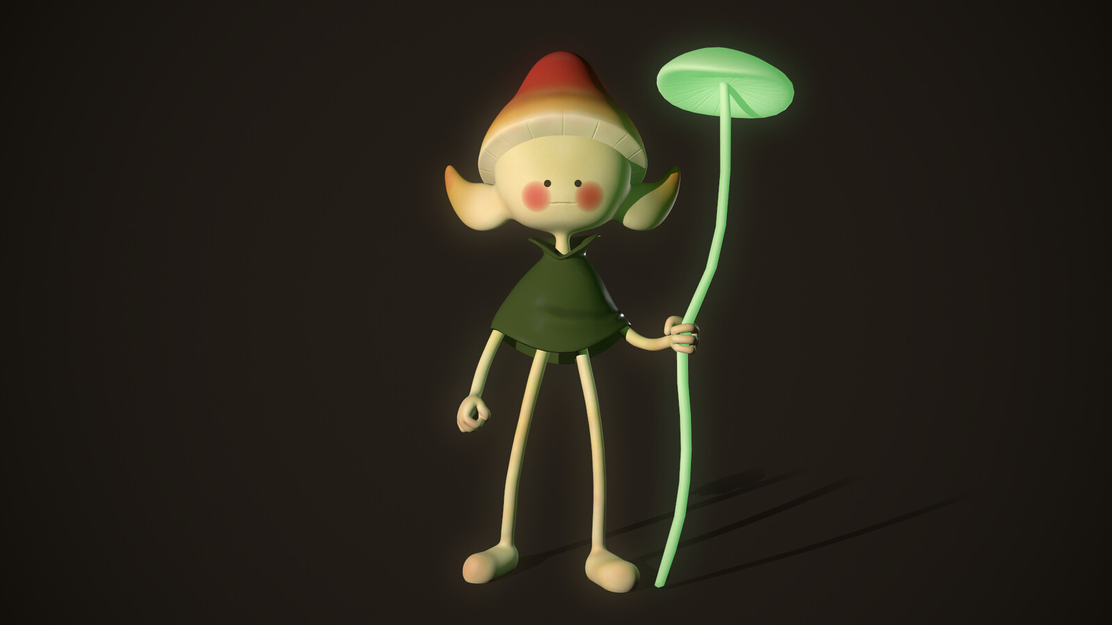 For this guy I used the Witch's hat mushroom based on his shape for how I textured him.