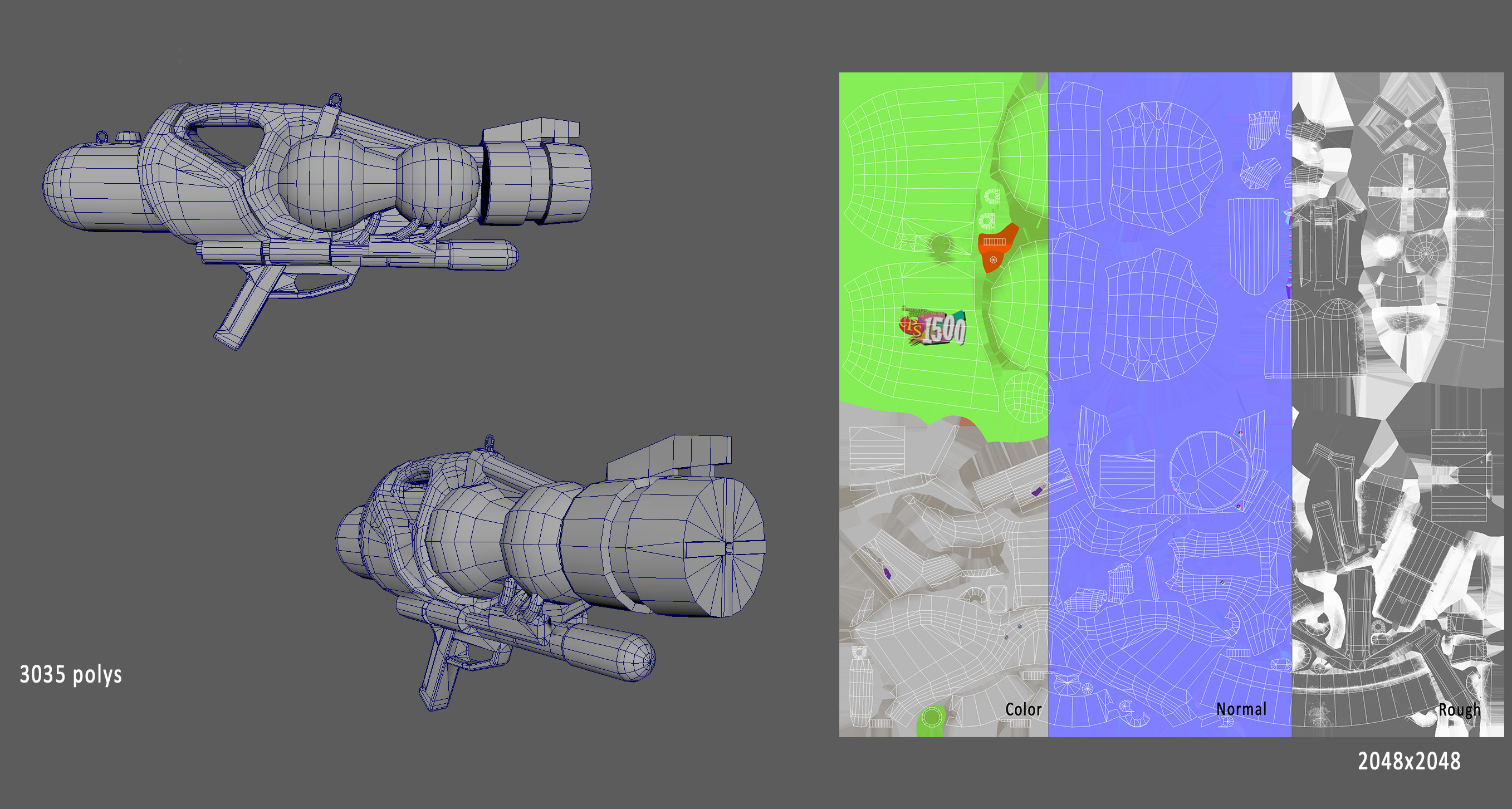 Wireframe, UV, and texture maps