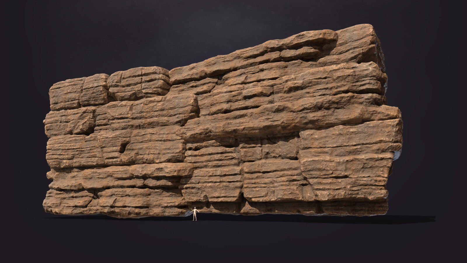 An example of just the two cliff walls stacked and rotated around to make a larger rock formation