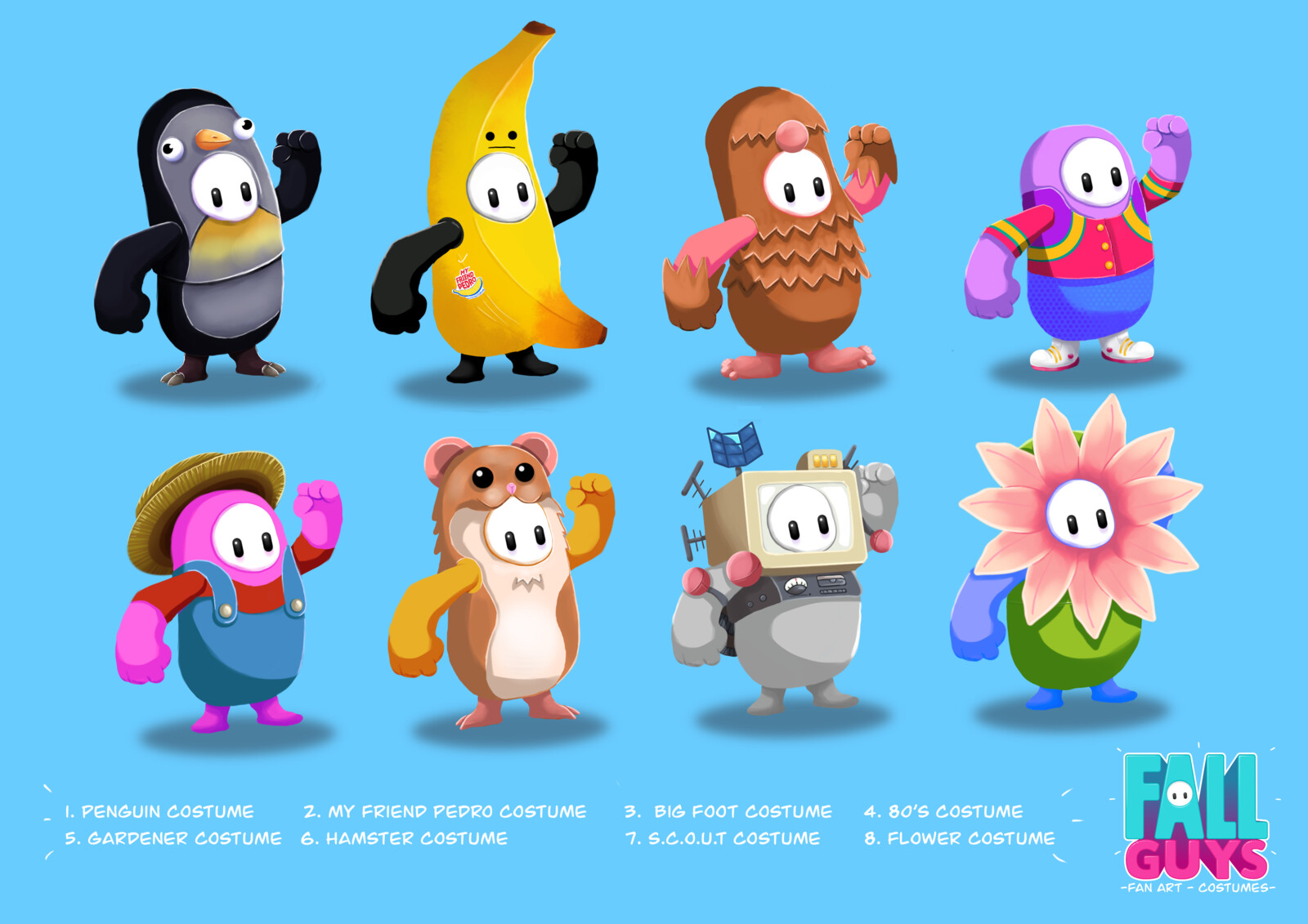 Fall Guys Fan Art Costumes
