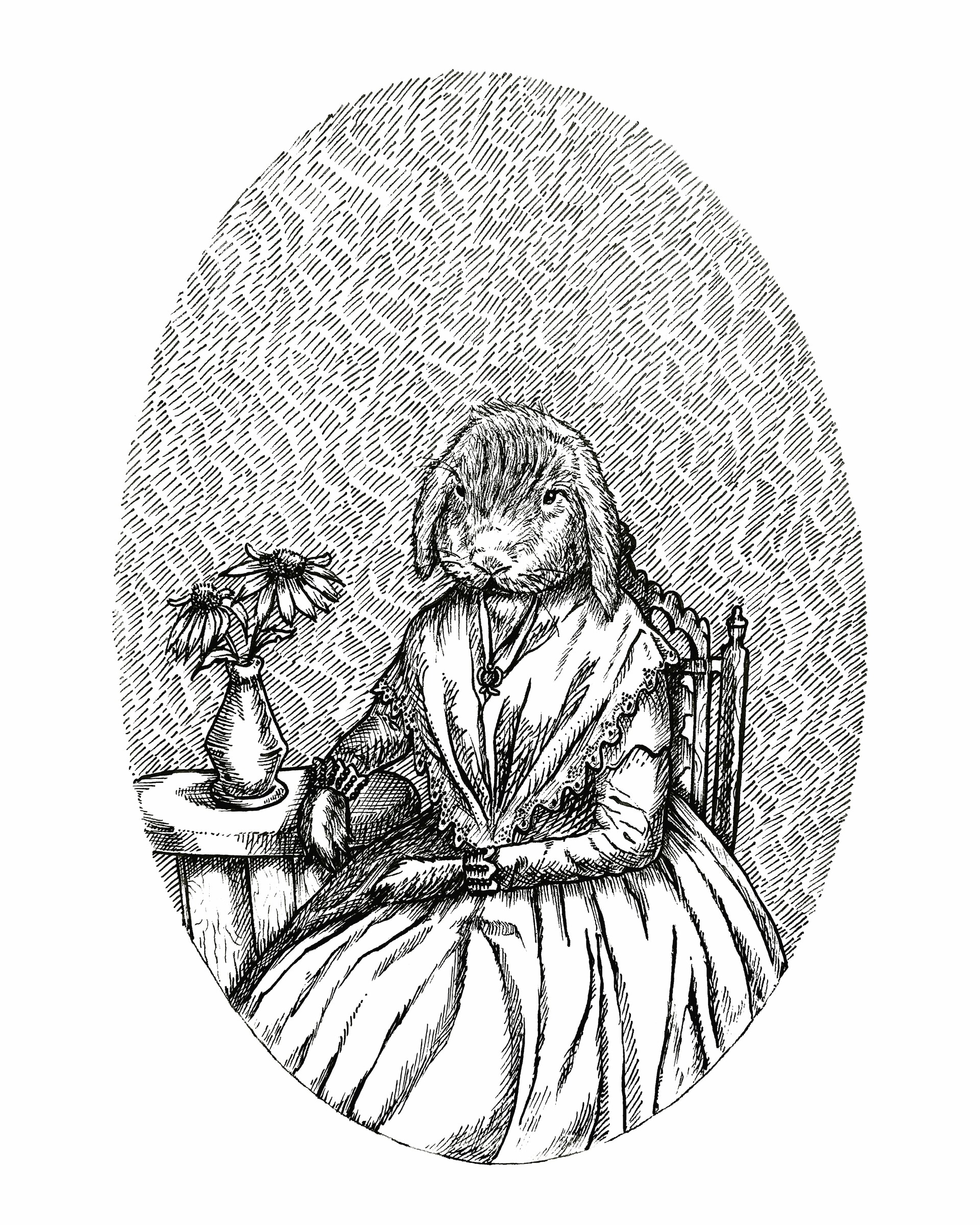 ArtStation Rabbit with coneflowers