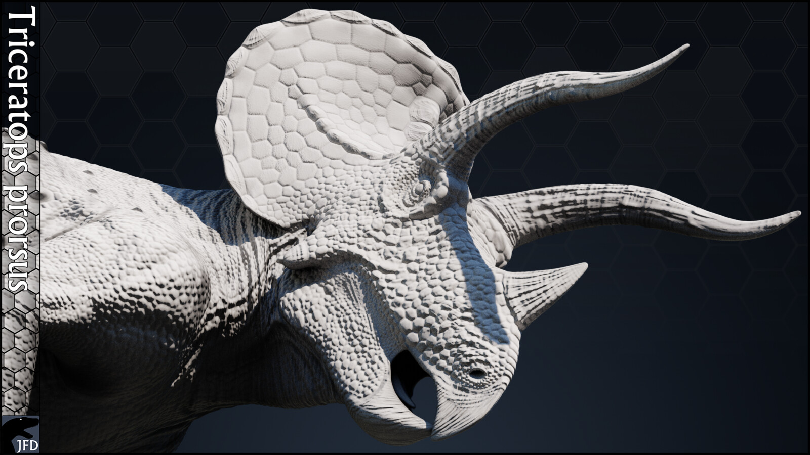 Triceratops prorsus head diplsacement &amp; normal map render.