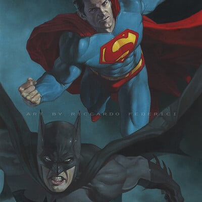Riccardo federici batman superman color cover federici template b wm