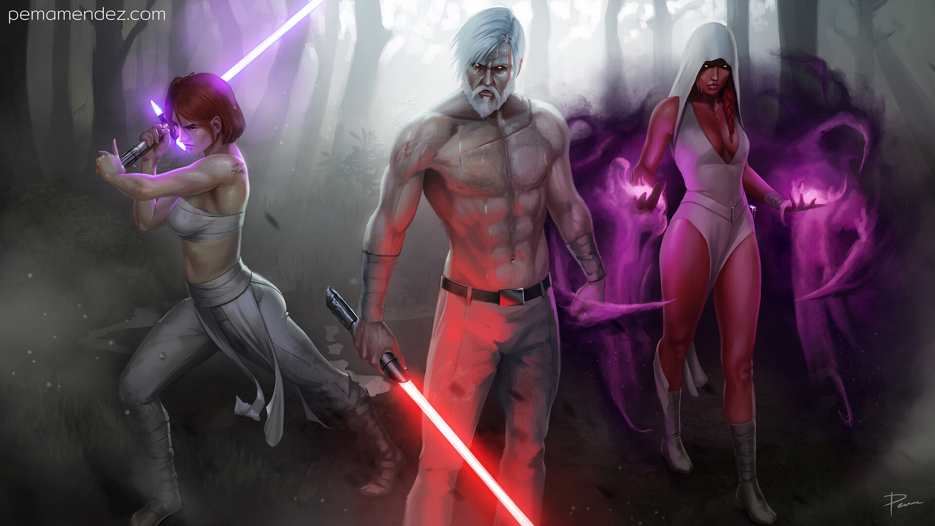 Commission I worked on some time ago of three star wars characters. 