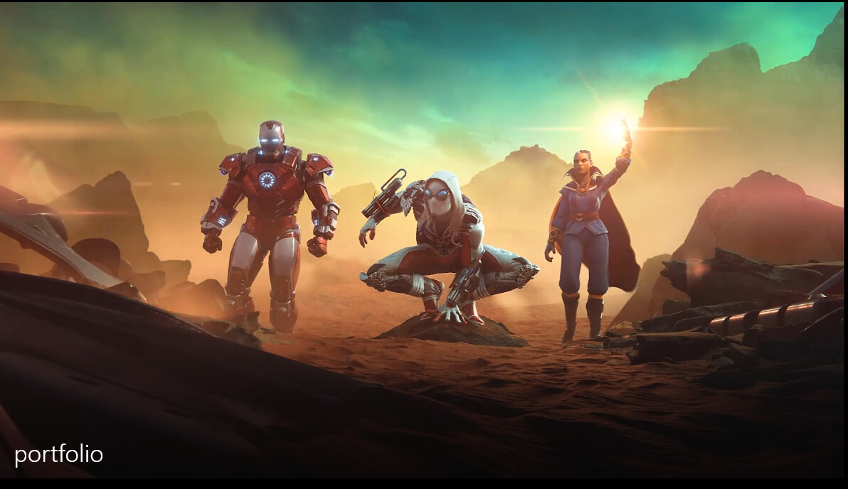 I  created the high version sculpt of Iron man, textures + Lookd dev,I  also I did some props of Thor like  cape, boots,helmet and the armor