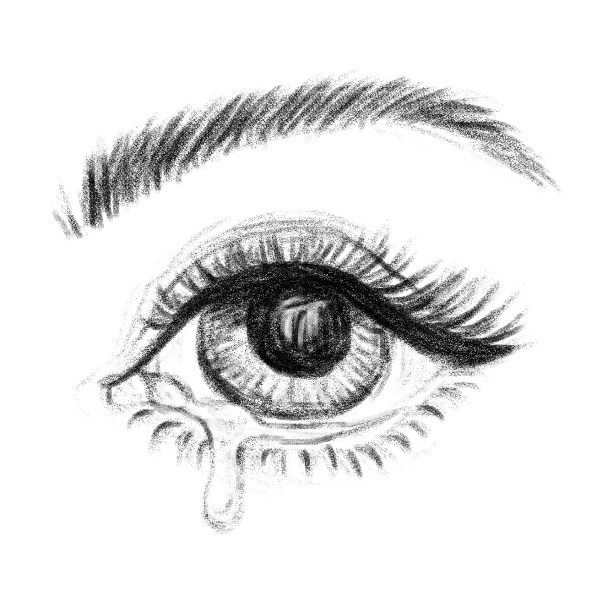 Teary eye | Charcoal drawing, Drawings, Teary eyes
