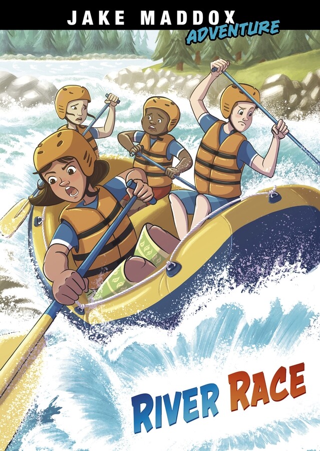 Jake Maddox Adventures – River Race by ©Capstone
Author: Jake Maddox
Illustrator: Eva Morales
Publisher: ©Capstone (2021)
ISBN: 9781515883395 (paperback)