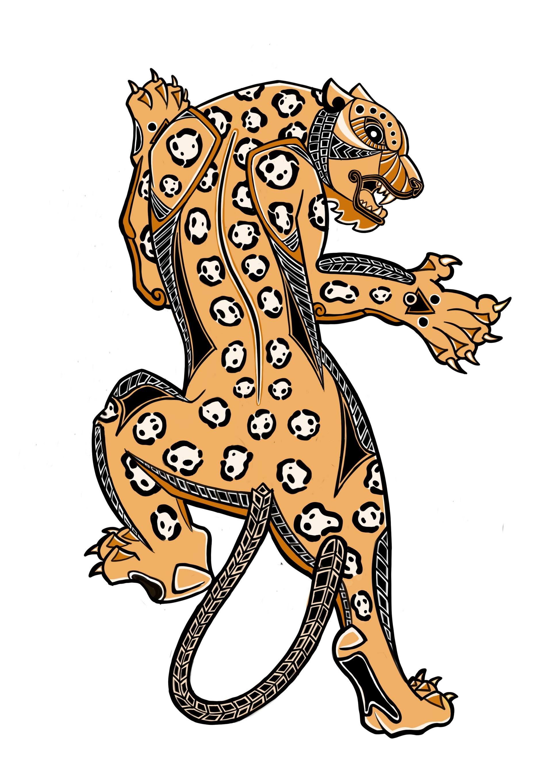 ArtStation Aztec tiger tattoo design