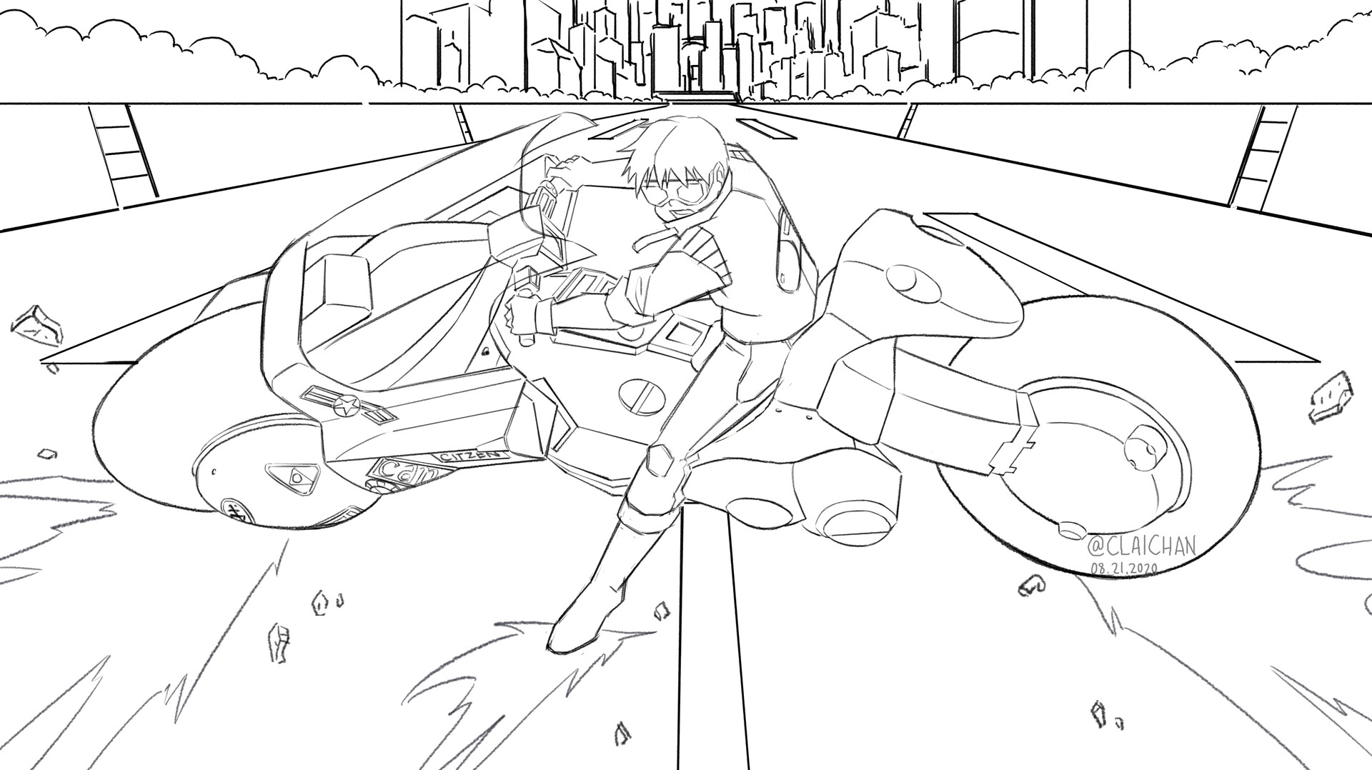 Artstation Akira Bike Scene Redraw Claiza Silubrico