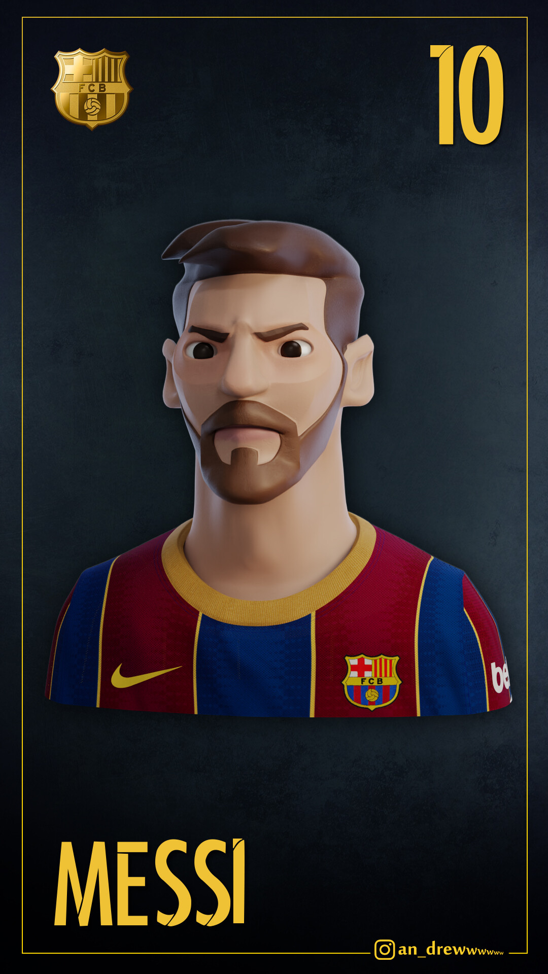 ArtStation - Lionel Messi / Barcelona (Cartoon style) Football game card