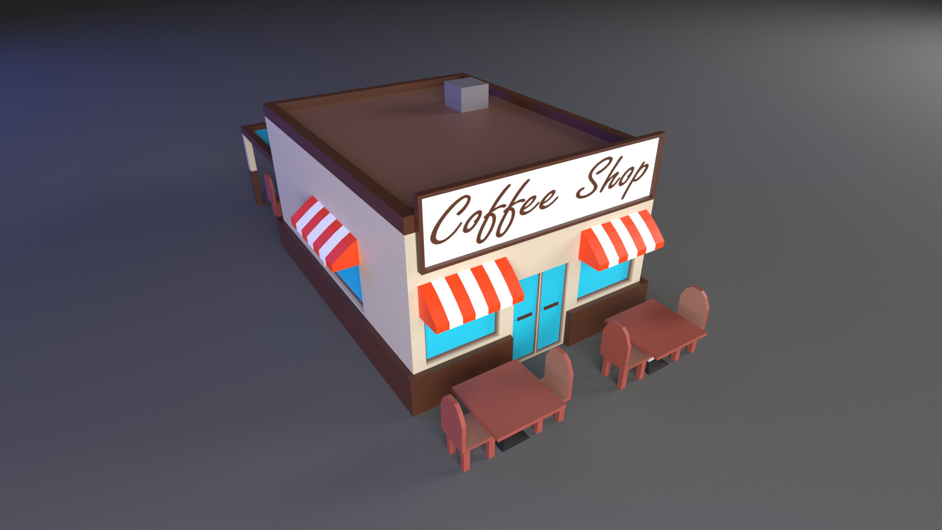 Artstation Coffee Shop Low Poly