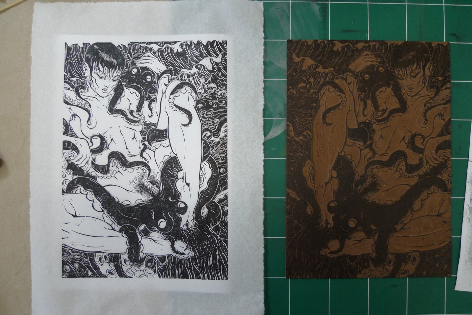 test print with the linocut