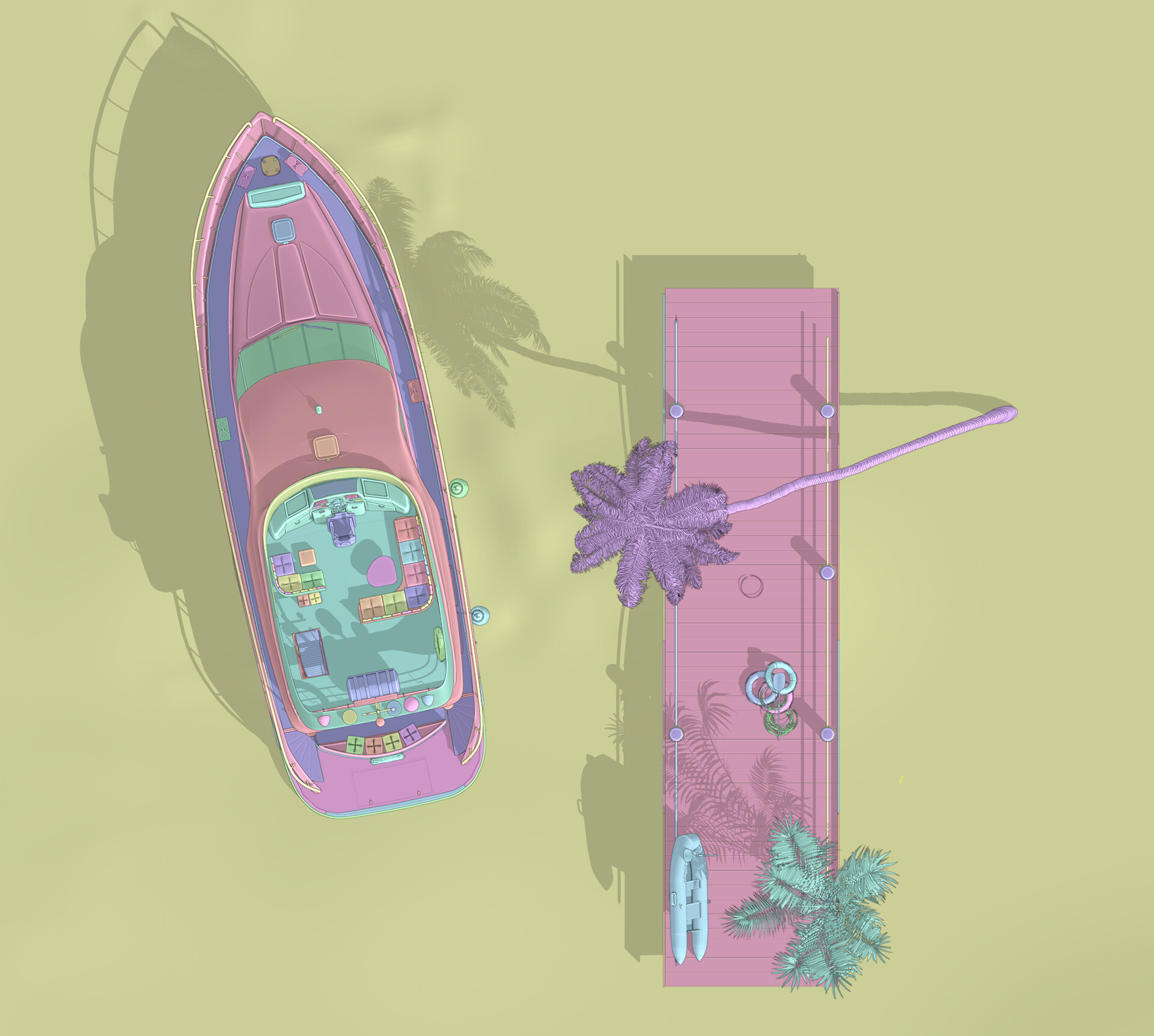 ArtStation Motor boat and outgoing summer