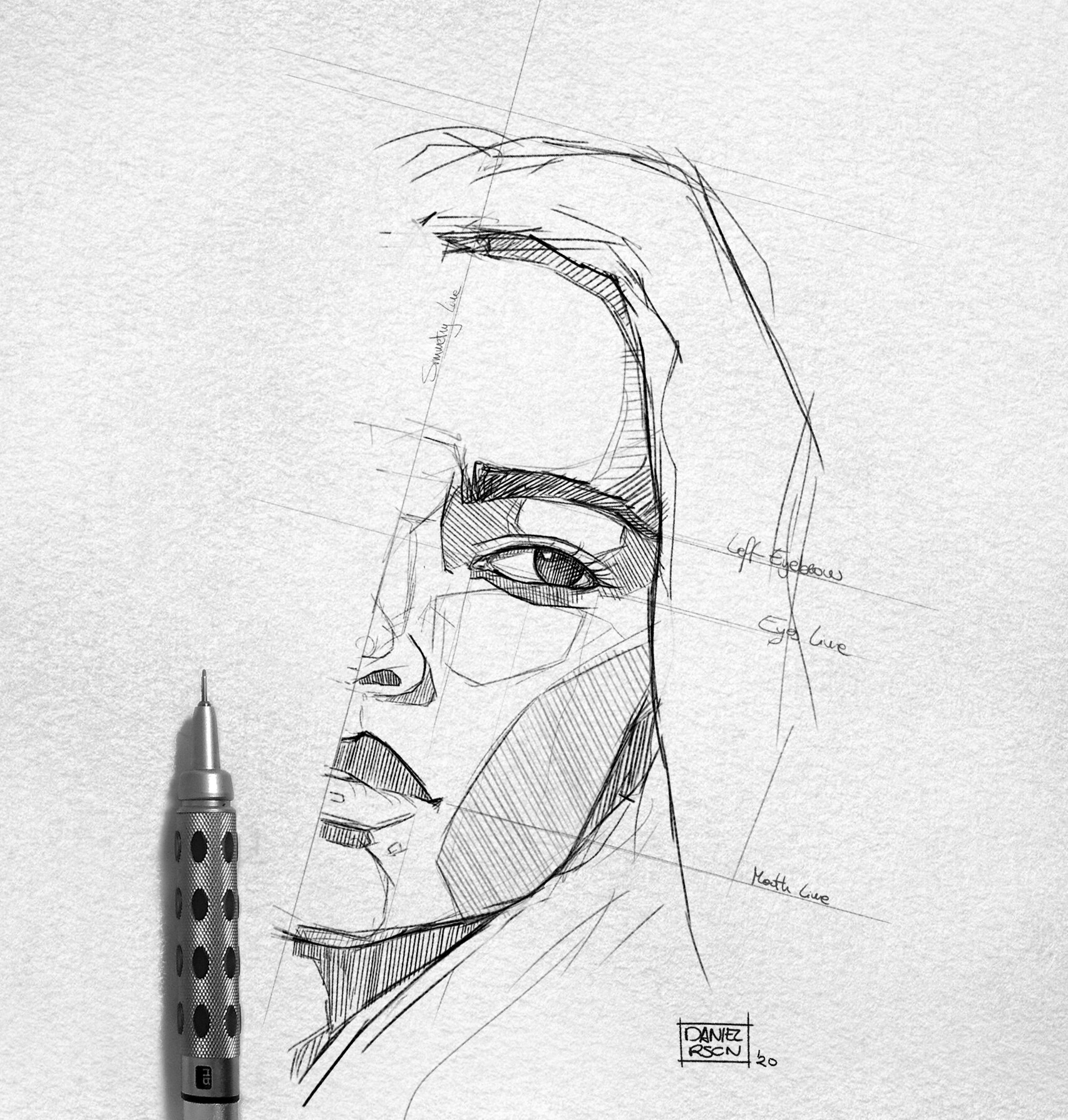 Girl shop portrait drawing