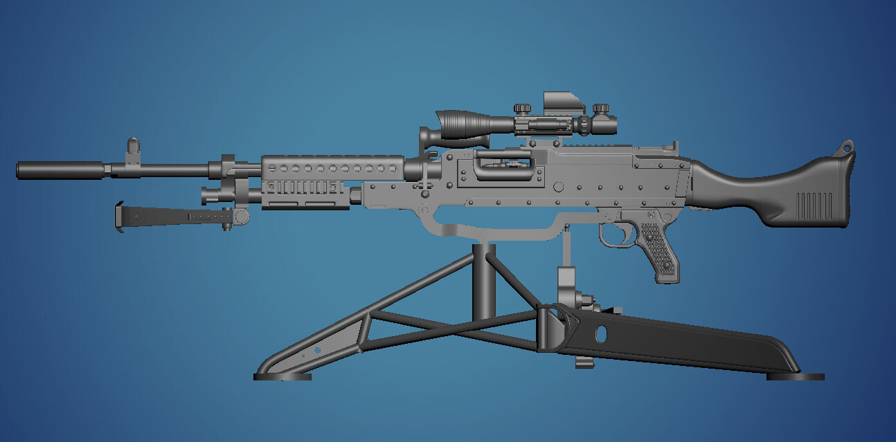 ArtStation - M240 Machine Gun with M192 Lightweight Ground Mount Tripod  (WIP)