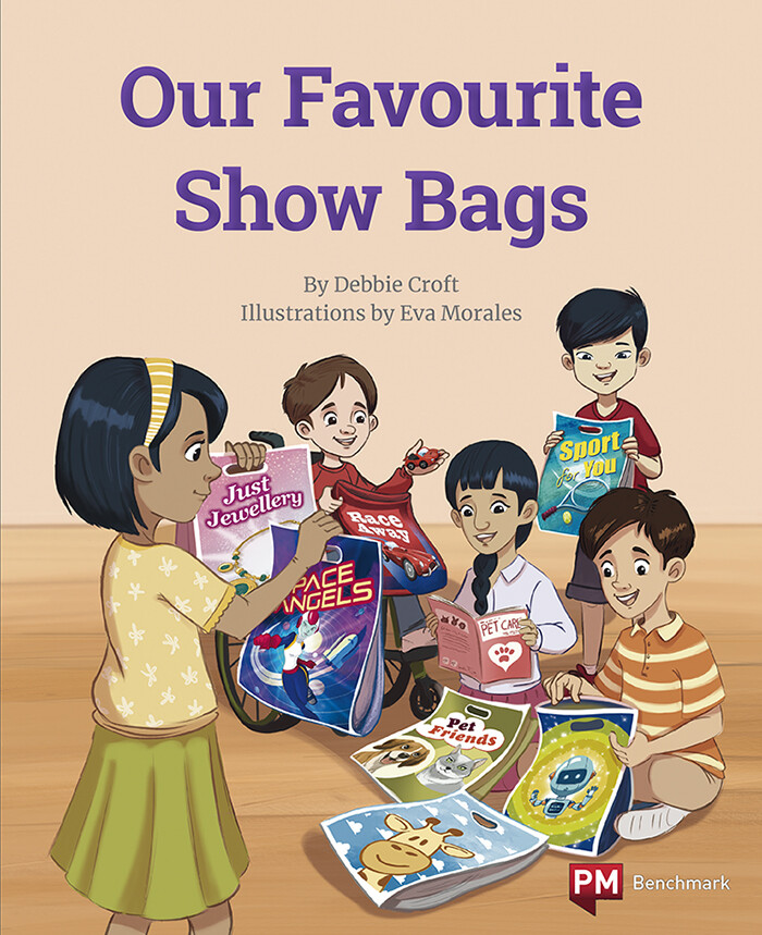 Our Favourite Show Bags by ©Nelson Cengage Learning
Author:  Debbie Croft
Illustrator: Eva Morales
Publisher: © Cengage Learning Australia (2020)
Languaje: English