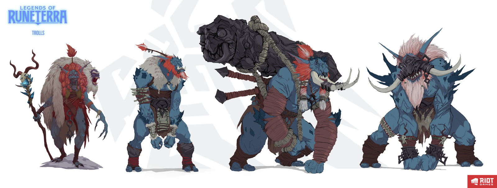 Augur of the Old Ones, Troll Scavenger, Troll Ravenger,  and Uzgar the Ancient