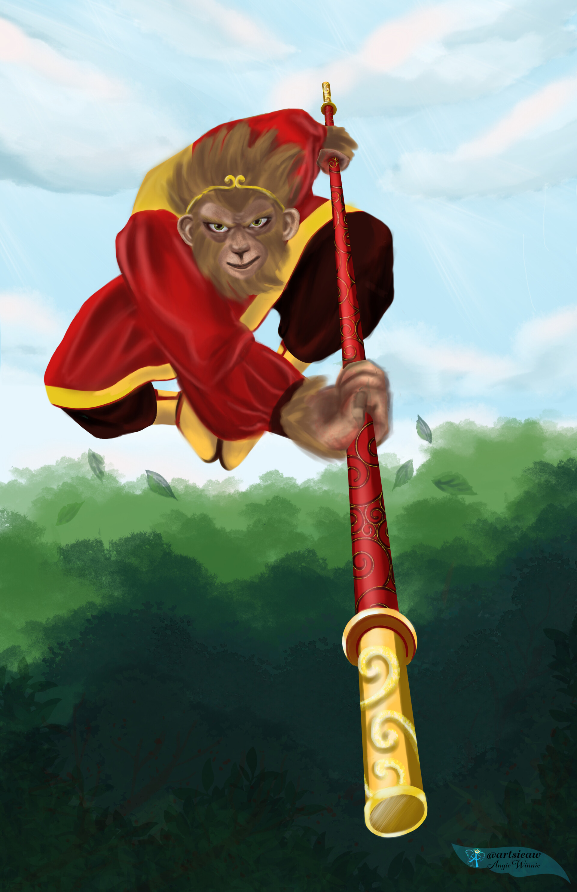 Artstation The Monkey King Sun Wukong Air Attack Angie Winnie