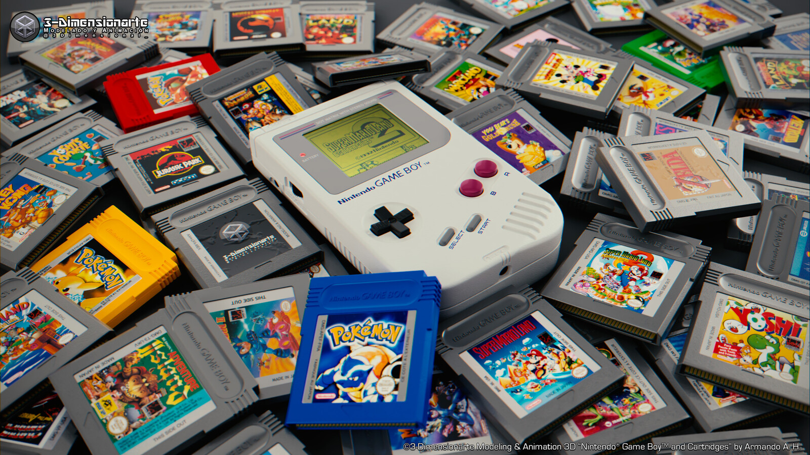 Game Boy and Cartridges (film color)