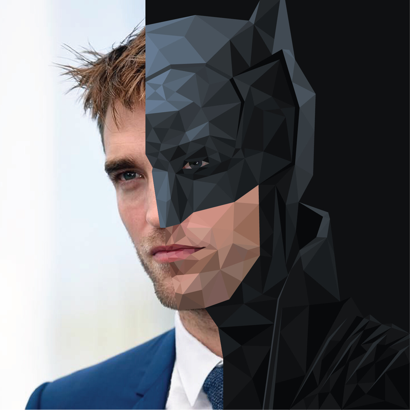ArtStation - Robert Pattinson Batman Low-Poly Geometric Portrait