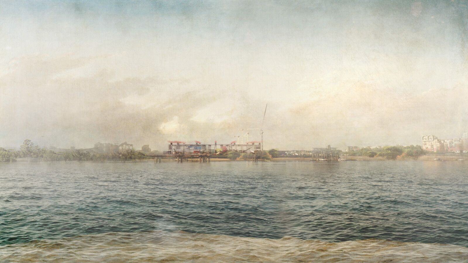 Across the River - On proposed side - Concept Image - Rhino 3D + Enscape + Photoshop