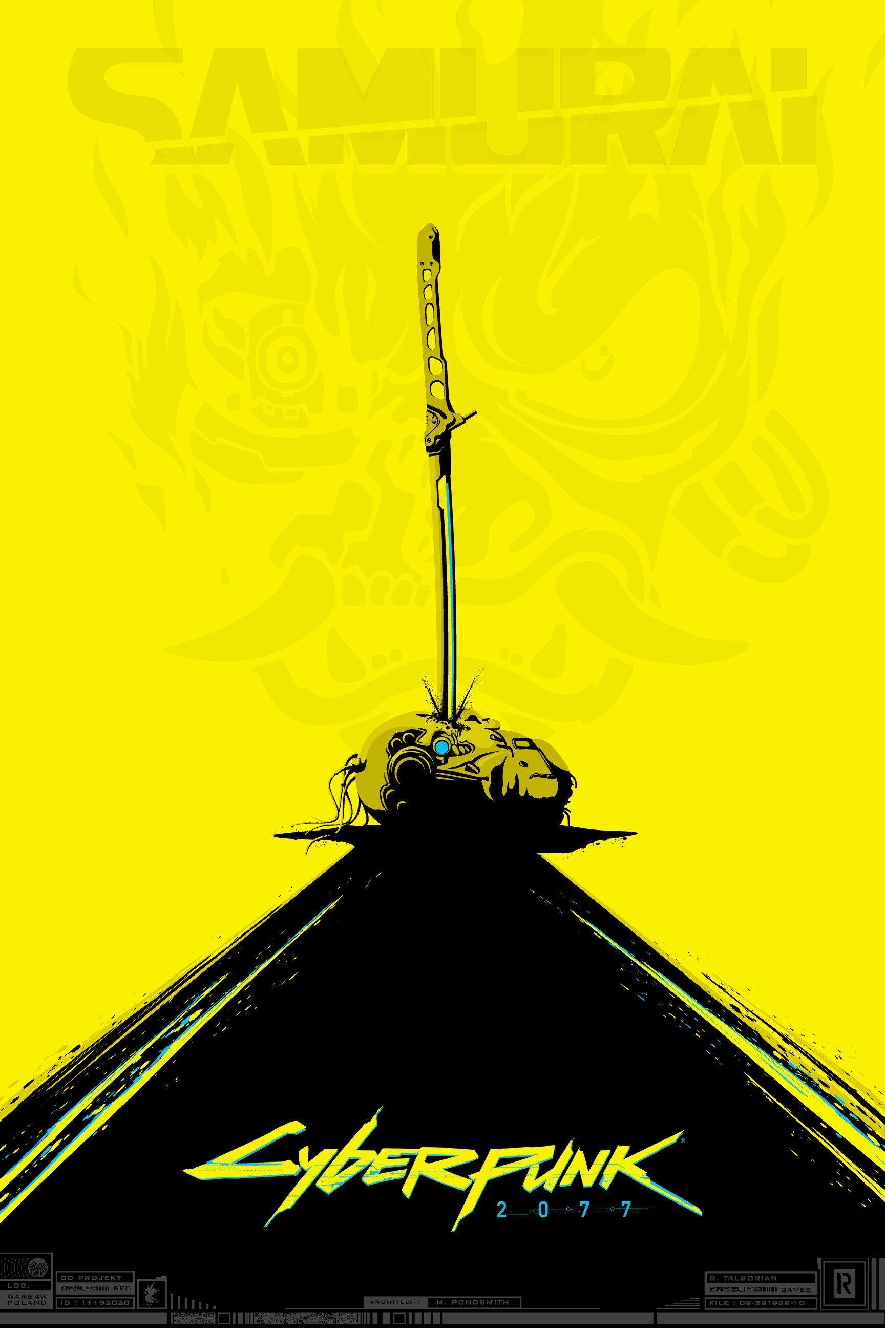 Poster Métal Displate - Cyberpunk 2077 Samurai - Multicolore - Jeux Vidéo