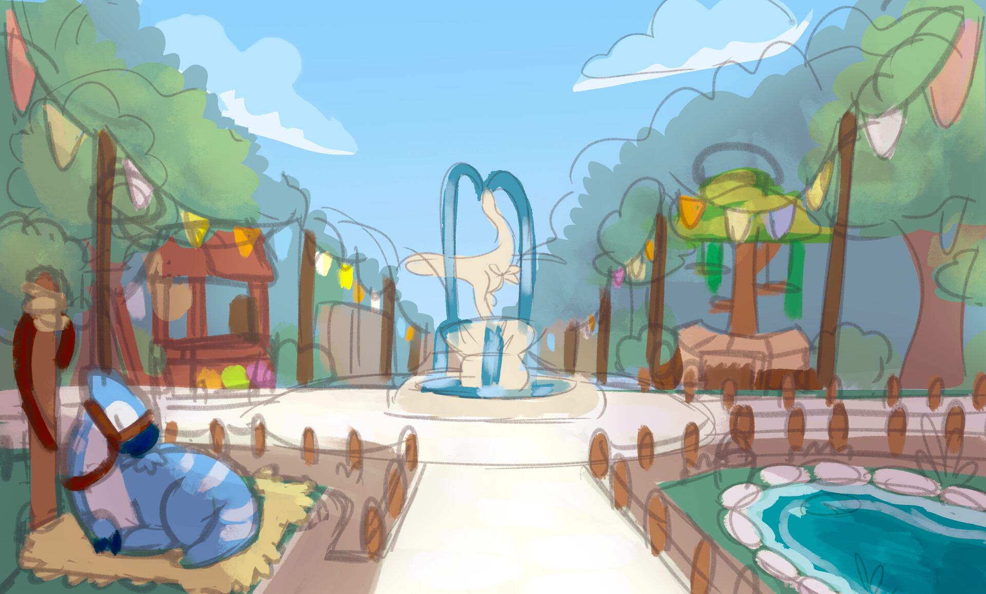 Jordan Bradley Paleo Pines Marketplace Concept Art