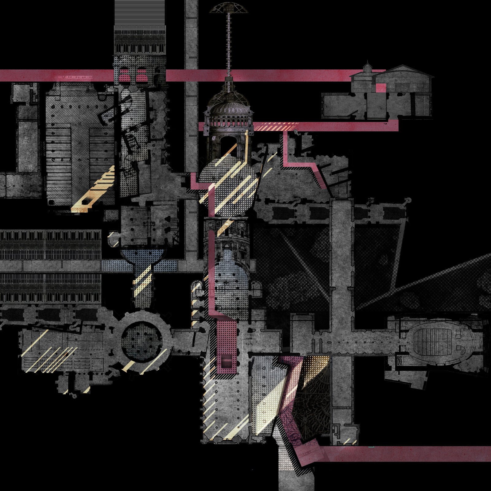 Exquisite Corpse Plan Study - direction was not taken (study / many)