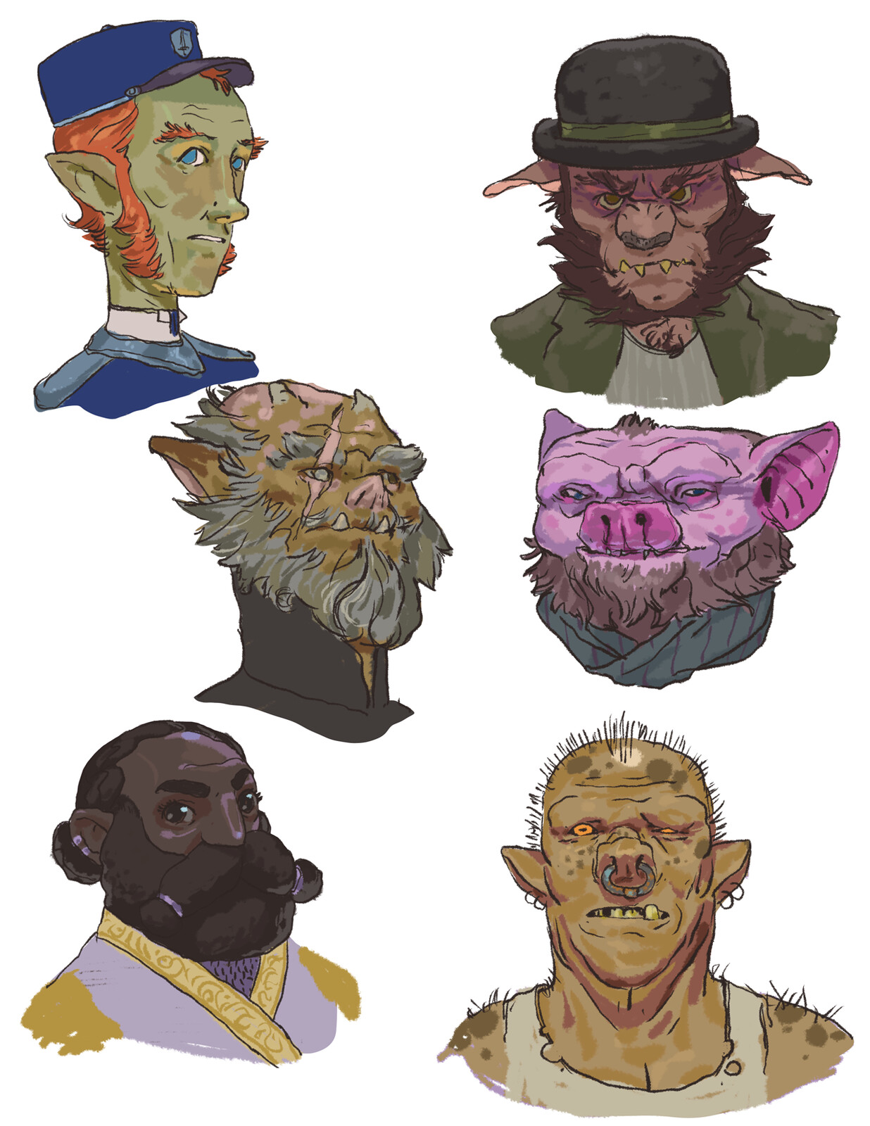 Portraits of NPCs and enemies the players could encounter in the adventure