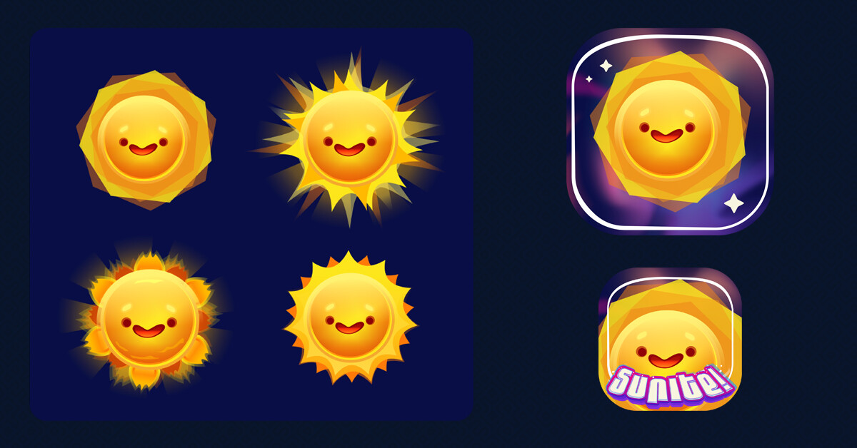Sun design variants and the game icon choices