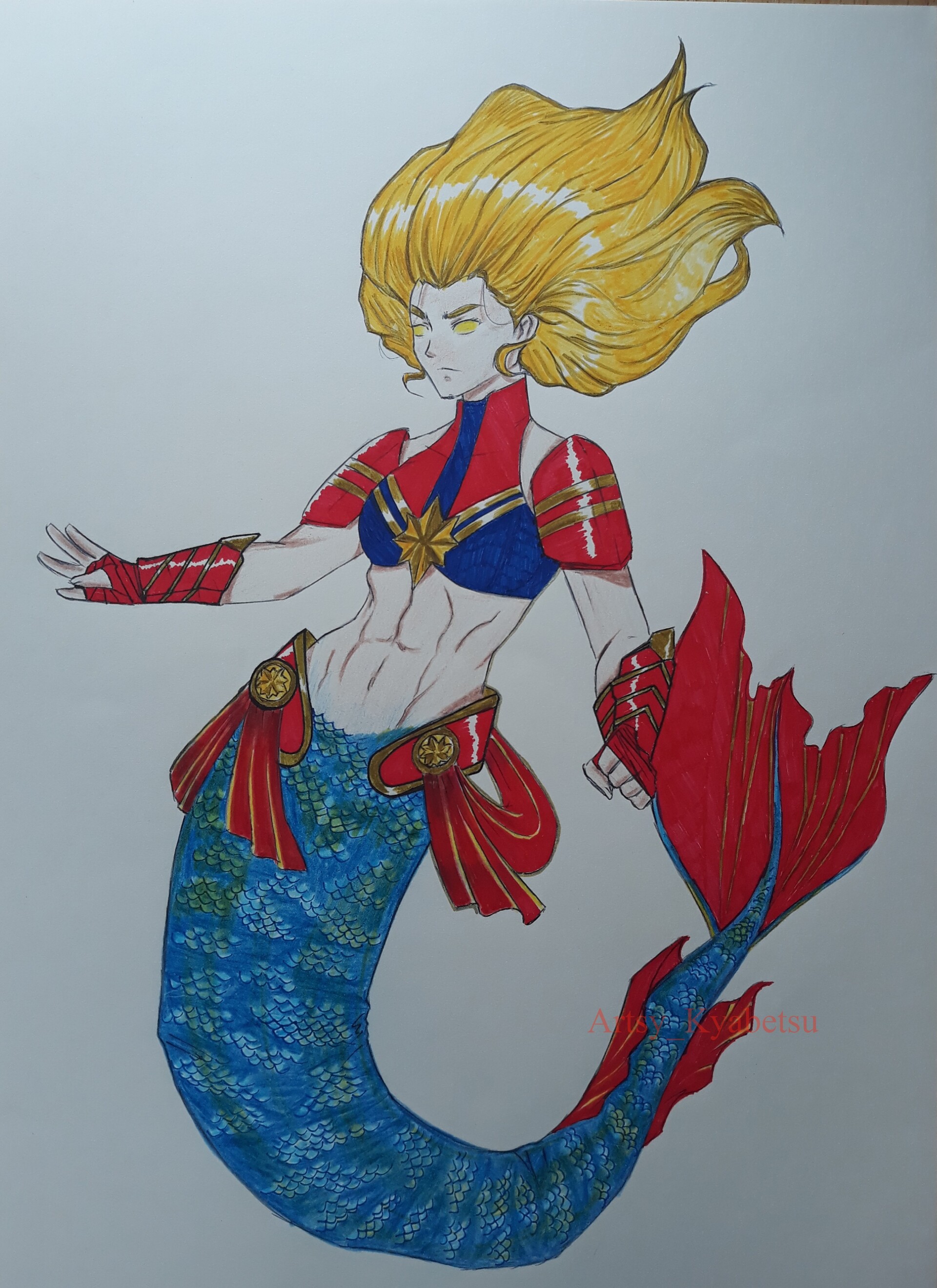 ArtStation - Mermaid Captain Marvel