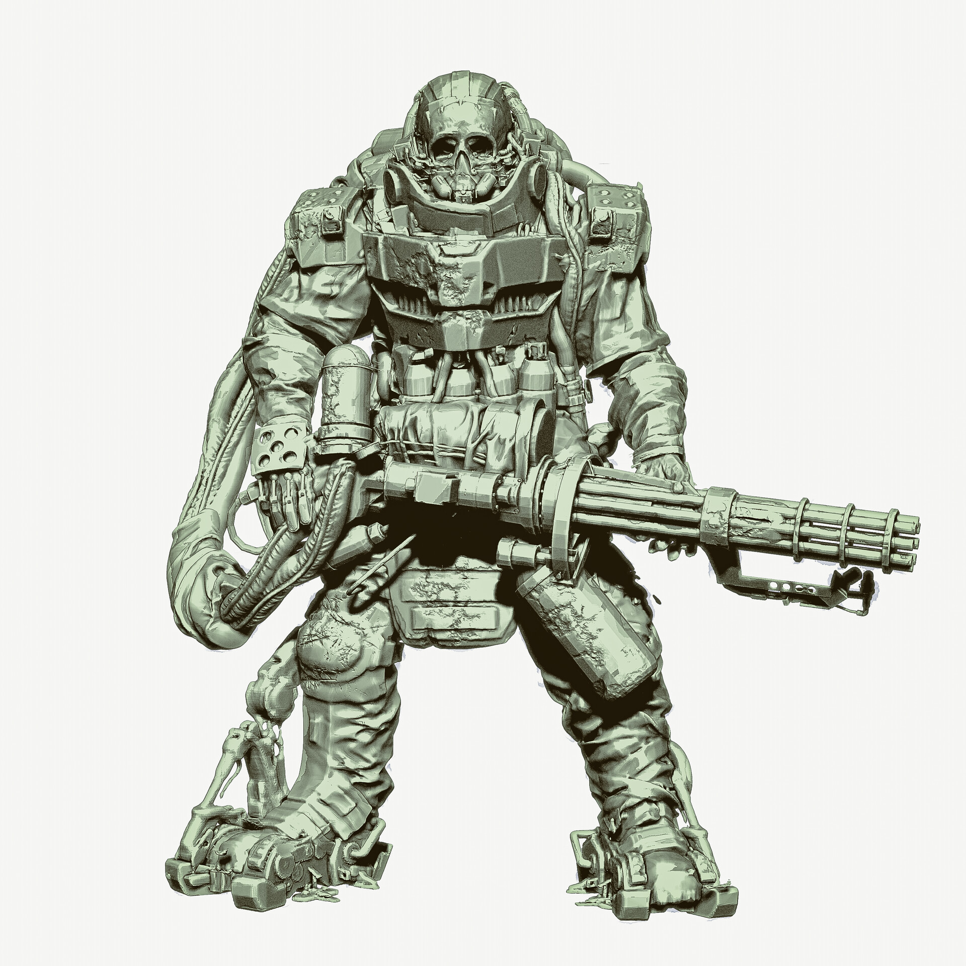 ArtStation Space Marine 20K Kitbash Sketch   Fredrick Nolting Gun Man 1 