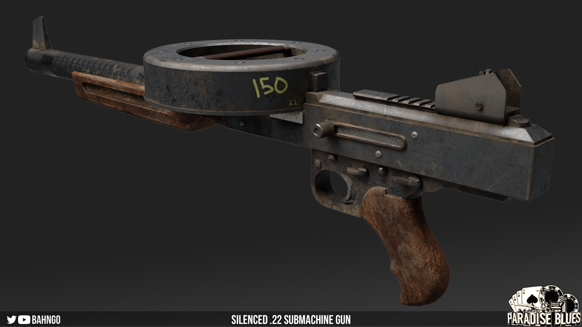 Artstation silenced 22 smg paradise blues fallout zombies 