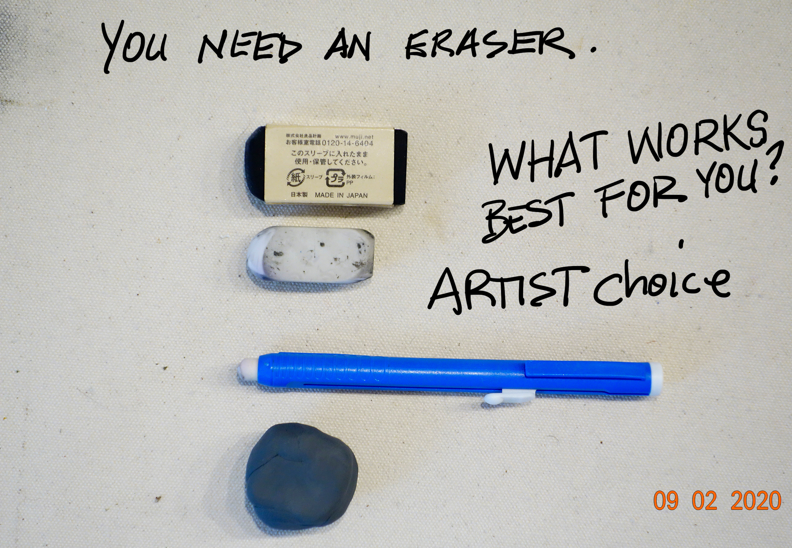 Get an eraser that works for you. I like the rubber kind and the eraser tubes that go in holders for detailed and tights spots. You are the artist you decide.