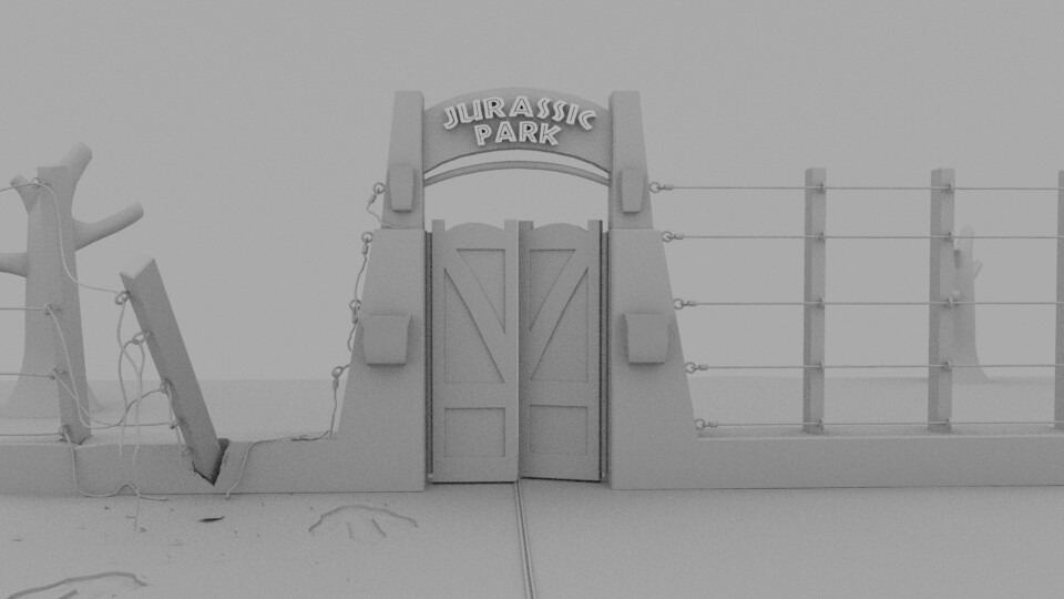 ArtStation Jurassic Park Main Gate In Progress Renders 3