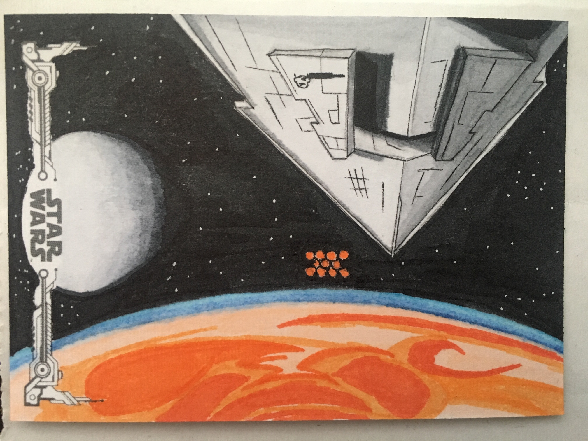 Art created for Topps trading cards Star Wars ANH B&amp;W