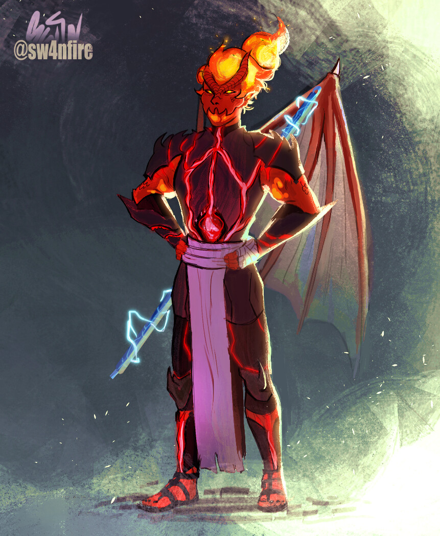 alaa Khalifa - Dragonborn Barbarian - in black chitin armor